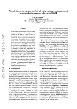 When is dataset cartography ineffective? Using training dynamics does not improve robustness against Adversarial SQuAD