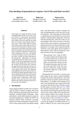 Fact-checking AI-generated news reports: Can LLMs catch their own lies?