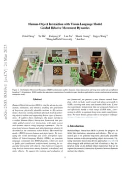 Human-Object Interaction with Vision-Language Model Guided Relative Movement Dynamics