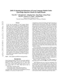 J&H: Evaluating the Robustness of Large Language Models Under Knowledge-Injection Attacks in Legal Domain
