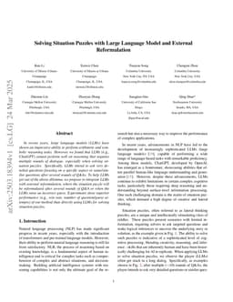 Solving Situation Puzzles with Large Language Model and External Reformulation