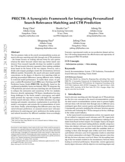 PRECTR: A Synergistic Framework for Integrating Personalized Search Relevance Matching and CTR Prediction