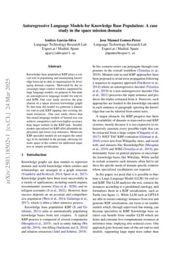 Autoregressive Language Models for Knowledge Base Population: A case study in the space mission domain