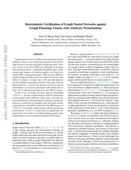 Deterministic Certification of Graph Neural Networks against Graph Poisoning Attacks with Arbitrary Perturbations