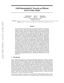 AMD-Hummingbird: Towards an Efficient Text-to-Video Model