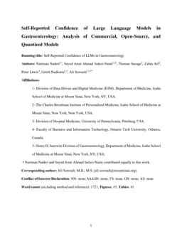 Self-Reported Confidence of Large Language Models in Gastroenterology: Analysis of Commercial, Open-Source, and Quantized Models