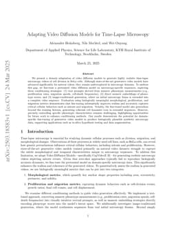 Adapting Video Diffusion Models for Time-Lapse Microscopy
