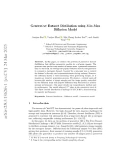 Generative Dataset Distillation using Min-Max Diffusion Model