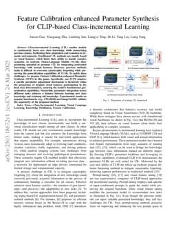 Feature Calibration enhanced Parameter Synthesis for CLIP-based Class-incremental Learning