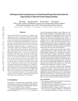 Self-Supervised Learning based on Transformed Image Reconstruction for Equivariance-Coherent Feature Representation