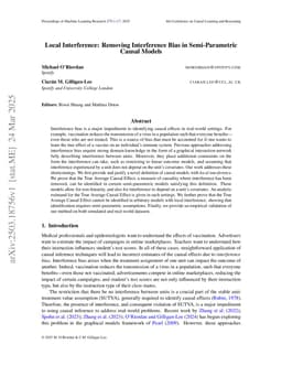 Local Interference: Removing Interference Bias in Semi-Parametric Causal Models