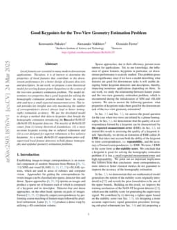 Good Keypoints for the Two-View Geometry Estimation Problem