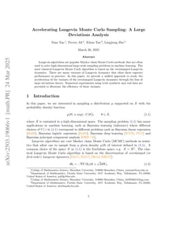 Accelerating Langevin Monte Carlo Sampling: A Large Deviations Analysis