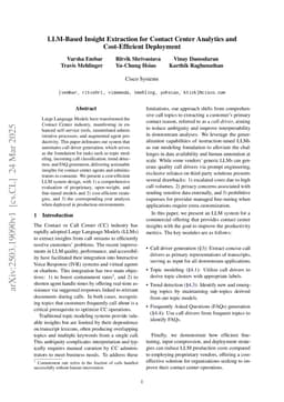 LLM-Based Insight Extraction for Contact Center Analytics and Cost-Efficient Deployment