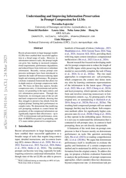 Understanding and Improving Information Preservation in Prompt Compression for LLMs