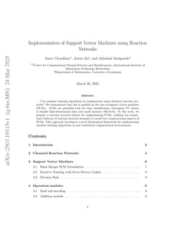 Implementation of Support Vector Machines using Reaction Networks