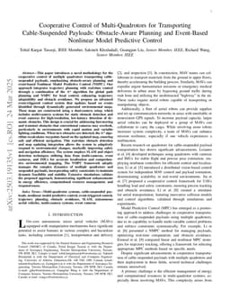 Cooperative Control of Multi-Quadrotors for Transporting Cable-Suspended Payloads: Obstacle-Aware Planning and Event-Based Nonlinear Model Predictive Control