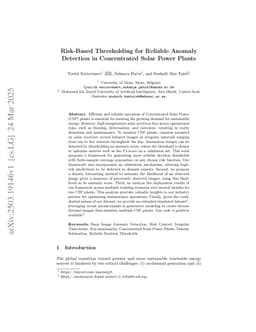 Risk-Based Thresholding for Reliable Anomaly Detection in Concentrated Solar Power Plants