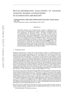 Out-of-distribution evaluations of channel agnostic masked autoencoders in fluorescence microscopy