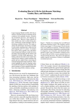 Evaluating Bias in LLMs for Job-Resume Matching: Gender, Race, and Education