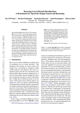 Browsing Lost Unformed Recollections: A Benchmark for Tip-of-the-Tongue Search and Reasoning