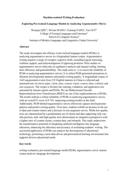 Machine-assisted writing evaluation: Exploring pre-trained language models in analyzing argumentative moves