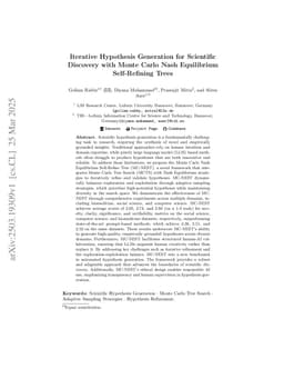 Iterative Hypothesis Generation for Scientific Discovery with Monte Carlo Nash Equilibrium Self-Refining Trees