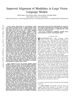 Improved Alignment of Modalities in Large Vision Language Models
