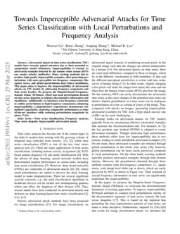 Towards Imperceptible Adversarial Attacks for Time Series Classification with Local Perturbations and Frequency Analysis