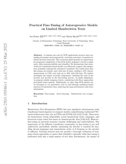 Practical Fine-Tuning of Autoregressive Models on Limited Handwritten Texts