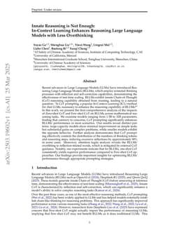 Innate Reasoning is Not Enough: In-Context Learning Enhances Reasoning Large Language Models with Less Overthinking