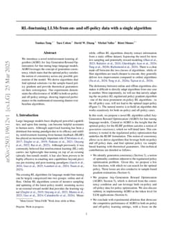 RL-finetuning LLMs from on- and off-policy data with a single algorithm