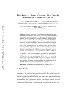 BiblioPage: A Dataset of Scanned Title Pages for Bibliographic Metadata Extraction