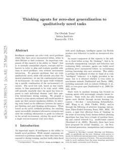 Thinking agents for zero-shot generalization to qualitatively novel tasks