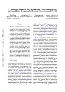 A Comparative Analysis of Word Segmentation, Part-of-Speech Tagging, and Named Entity Recognition for Historical Chinese Sources, 1900-1950