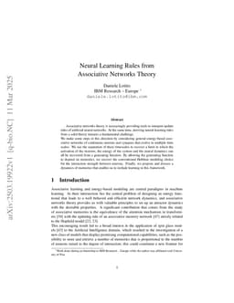 Neural Learning Rules from Associative Networks Theory