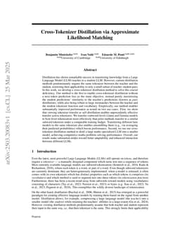 Cross-Tokenizer Distillation via Approximate Likelihood Matching