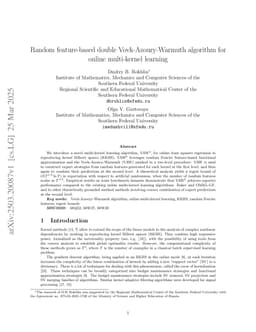 Random feature-based double Vovk-Azoury-Warmuth algorithm for online multi-kernel learning