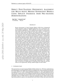 Direct Post-Training Preference Alignment for Multi-Agent Motion Generation Models Using Implicit Feedback from Pre-training Demonstrations