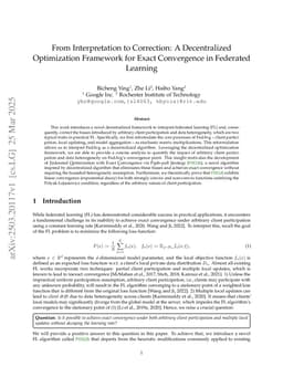 From Interpretation to Correction: A Decentralized Optimization Framework for Exact Convergence in Federated Learning