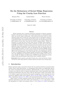 On the Robustness of Kernel Ridge Regression Using the Cauchy Loss Function