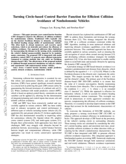 Turning Circle-based Control Barrier Function for Efficient Collision Avoidance of Nonholonomic Vehicles