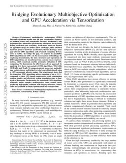 Bridging Evolutionary Multiobjective Optimization and GPU Acceleration via Tensorization