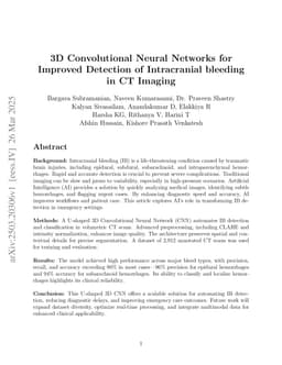 3D Convolutional Neural Networks for Improved Detection of Intracranial bleeding in CT Imaging