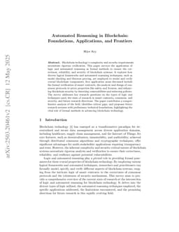 Automated Reasoning in Blockchain: Foundations, Applications, and Frontiers