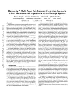 Harmonia: A Multi-Agent Reinforcement Learning Approach to Data Placement and Migration in Hybrid Storage Systems