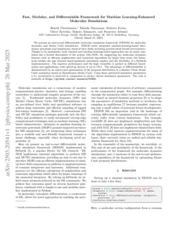 Fast, Modular, and Differentiable Framework for Machine Learning-Enhanced Molecular Simulations