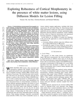 Exploring Robustness of Cortical Morphometry in the presence of white matter lesions, using Diffusion Models for Lesion Filling