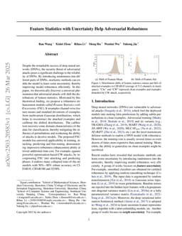 Feature Statistics with Uncertainty Help Adversarial Robustness