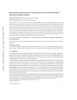 Representation Improvement in Latent Space for Search-Based Testing of Autonomous Robotic Systems